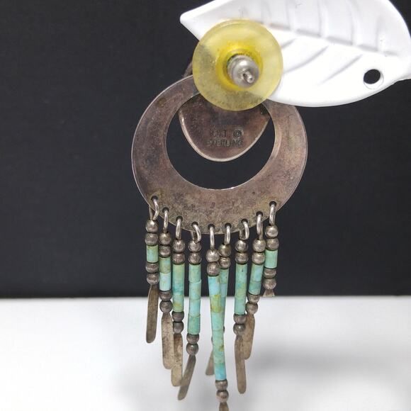 Vintage Q.T. Sterling Silver Earrings, Dangling Beads, 1980s Vintage Jewelry - Picture 10 of 10